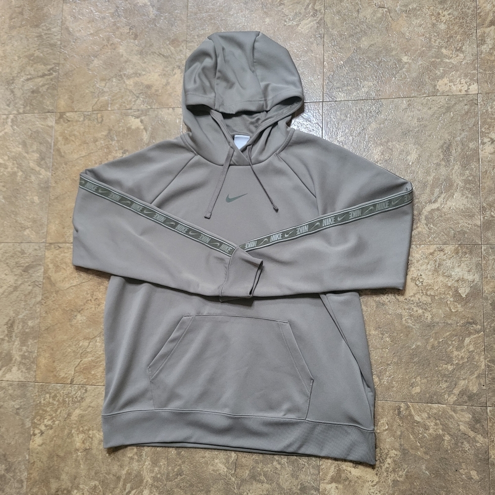 Nike Tape Hoodie Sweatshirt Womens XL Olive Green Long Sleeve Pullover